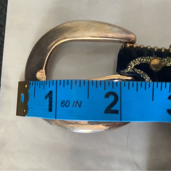 Vintage Elite Fresno California Velvet Belt Size Medium with Brass Buckle - Picture 4 of 14